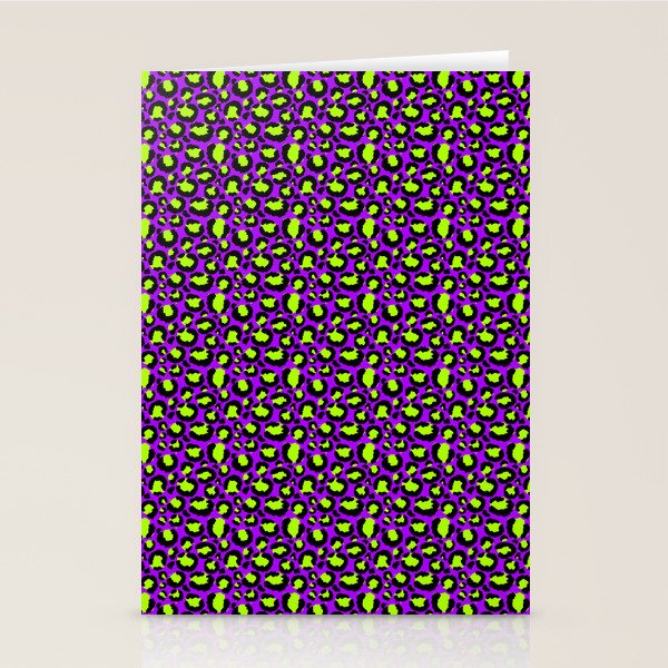 Neon Purple Green Leopard Pattern Stationery Card Gallery Image 2