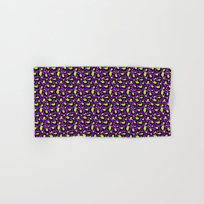 Neon Purple Green Leopard Pattern Bath Towel Gallery Image 1
