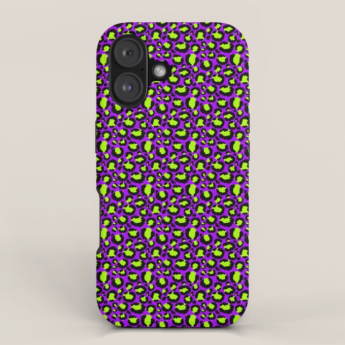 Neon Purple Green Leopard Pattern Iphone Case
