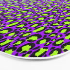 Neon Purple Green Leopard Pattern Bath Mat Gallery Image 3