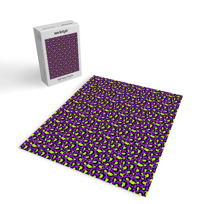 Neon Purple Green Leopard Pattern Jigsaw Puzzle Gallery Image 2