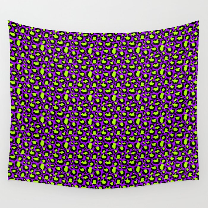 Neon Purple Green Leopard Pattern Wall Tapestry Gallery Image 4