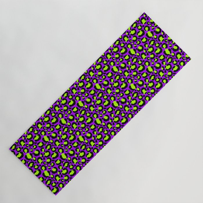 Neon Purple Green Leopard Pattern Yoga Mat Gallery Image 1