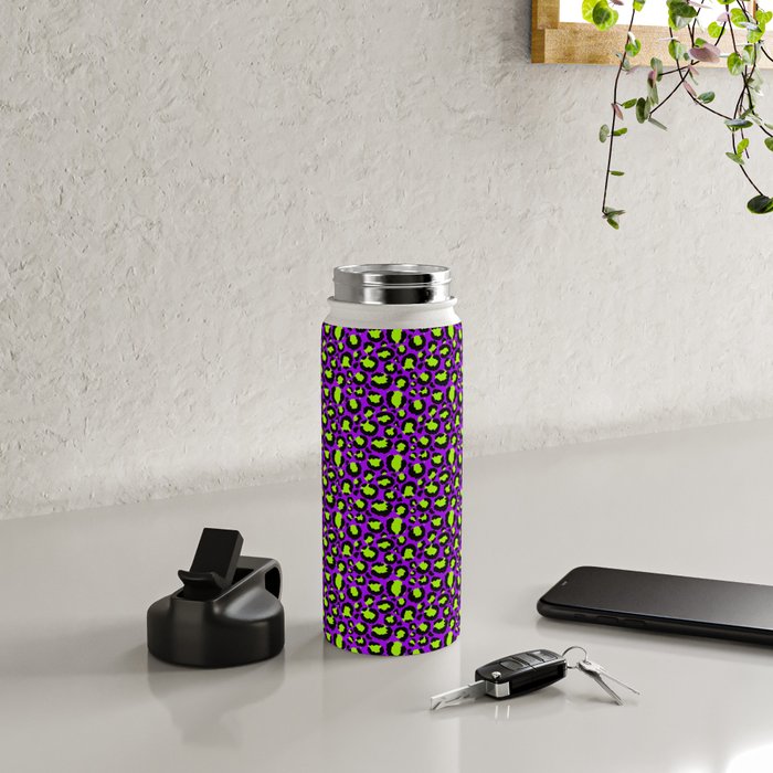 Neon Purple Green Leopard Pattern Water Bottle Gallery Image 4