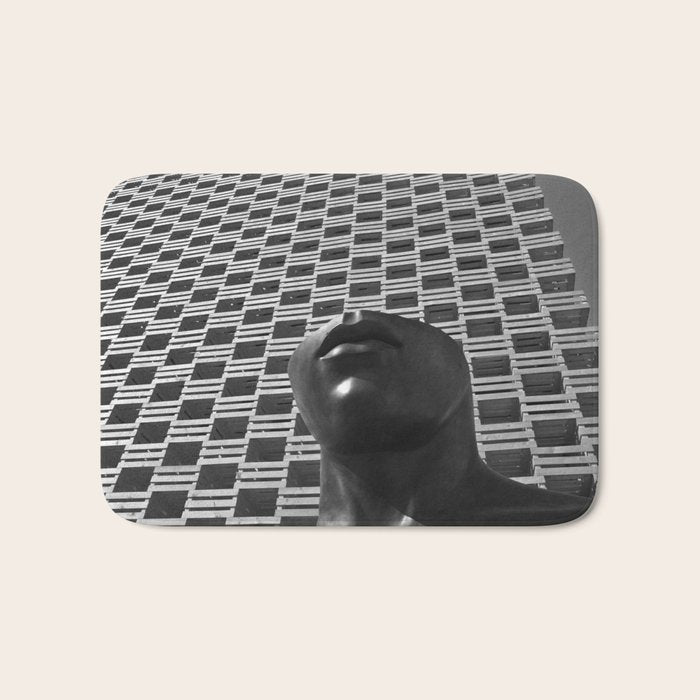 Pieces of You, Stark Modern Architecture and Male Sculpture black and white art photography Bath Mat Gallery Image 1