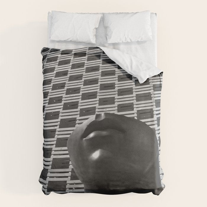 Pieces of You, Stark Modern Architecture and Male Sculpture black and white art photography Duvet Cover Gallery Image 6