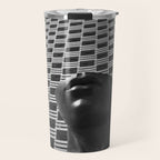 Pieces of You, Stark Modern Architecture and Male Sculpture black and white art photography Travel Mug Gallery Image 1