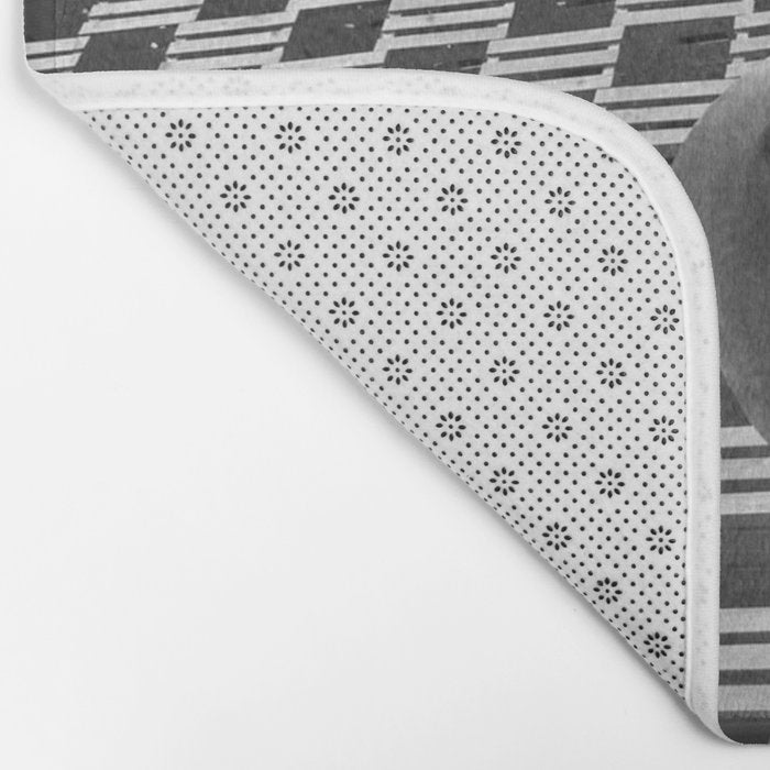 Pieces of You, Stark Modern Architecture and Male Sculpture black and white art photography Bath Mat Gallery Image 2
