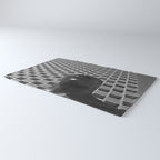Pieces of You, Stark Modern Architecture and Male Sculpture black and white art photography Rug Gallery Image 3