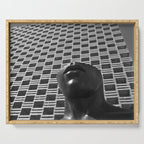 Pieces of You, Stark Modern Architecture and Male Sculpture black and white art photography Serving Tray Gallery Image 1