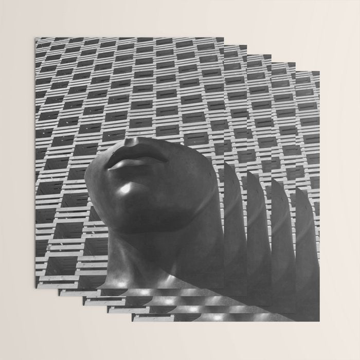 Pieces of You, Stark Modern Architecture and Male Sculpture black and white art photography Wrapping Paper Gallery Image 3