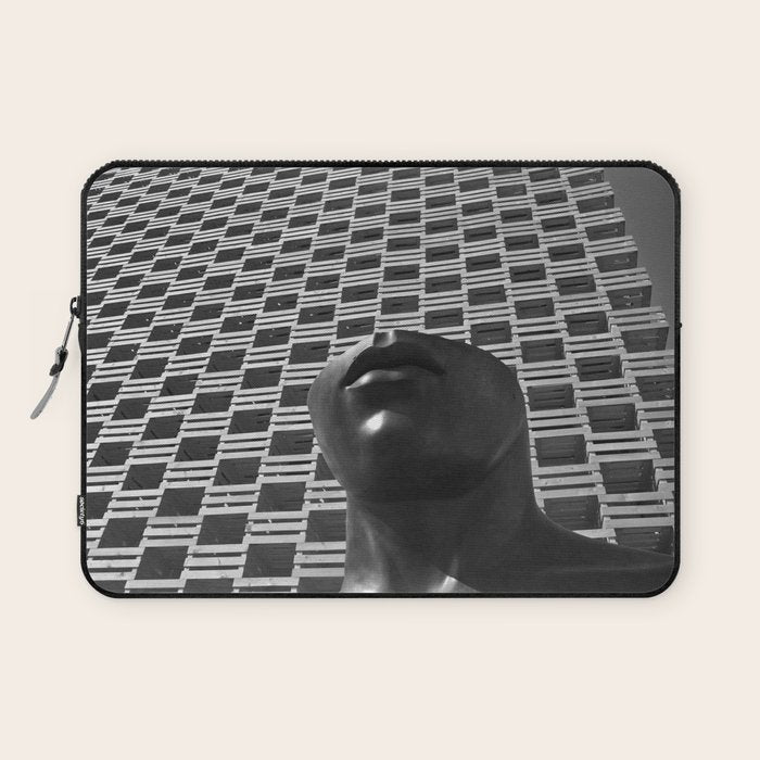 Pieces of You, Stark Modern Architecture and Male Sculpture black and white art photography Laptop Sleeve Gallery Image 1