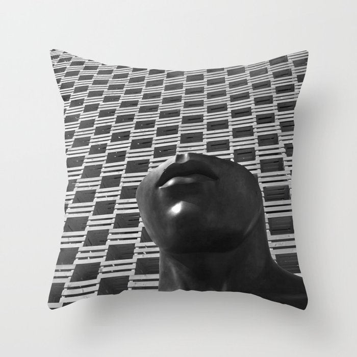 Pieces of You, Stark Modern Architecture and Male Sculpture black and white art photography Throw Pillow Gallery Image 6
