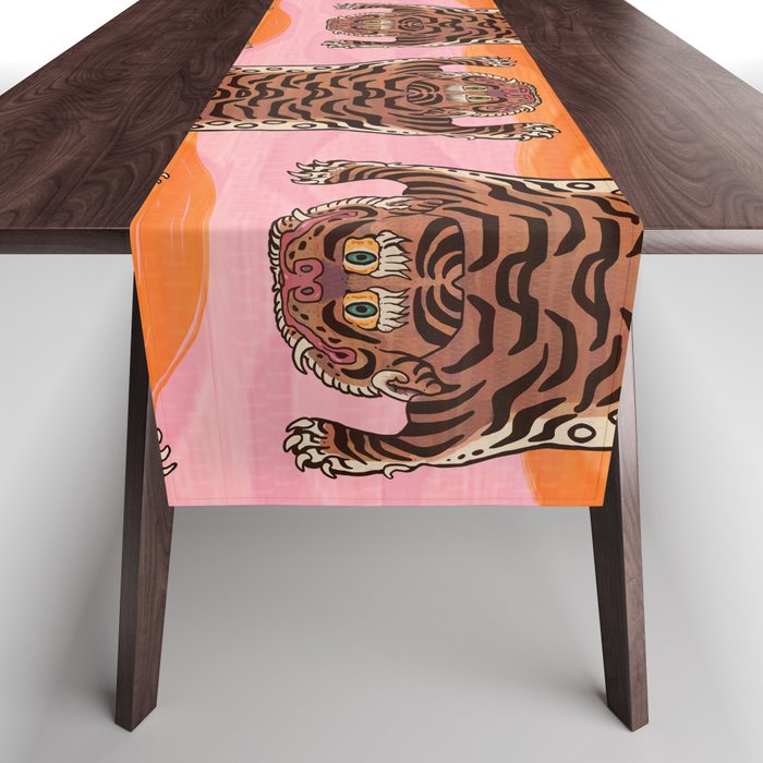 Tibetan Tiger // Stay Wild Color Wave Table Runner Gallery Image 1
