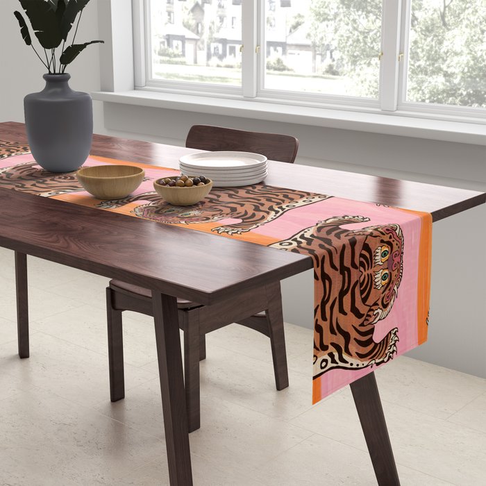 Tibetan Tiger // Stay Wild Color Wave Table Runner Gallery Image 2