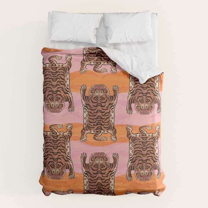 Tibetan Tiger // Stay Wild Color Wave Duvet Cover Gallery Image 1