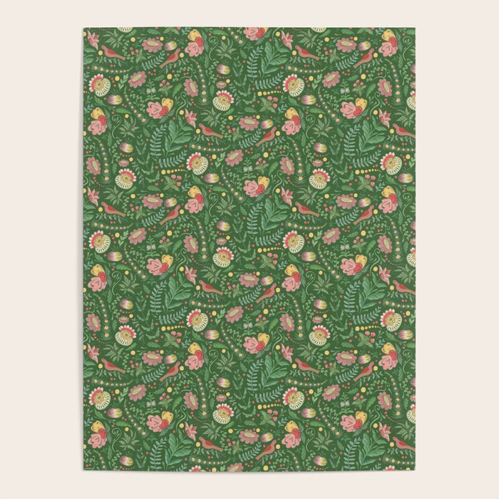 Swedish Floral - Green Poster Gallery Image 1