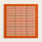 Bold Triangle Pattern in Pink and Orange Wood Wall Art Gallery Image 1