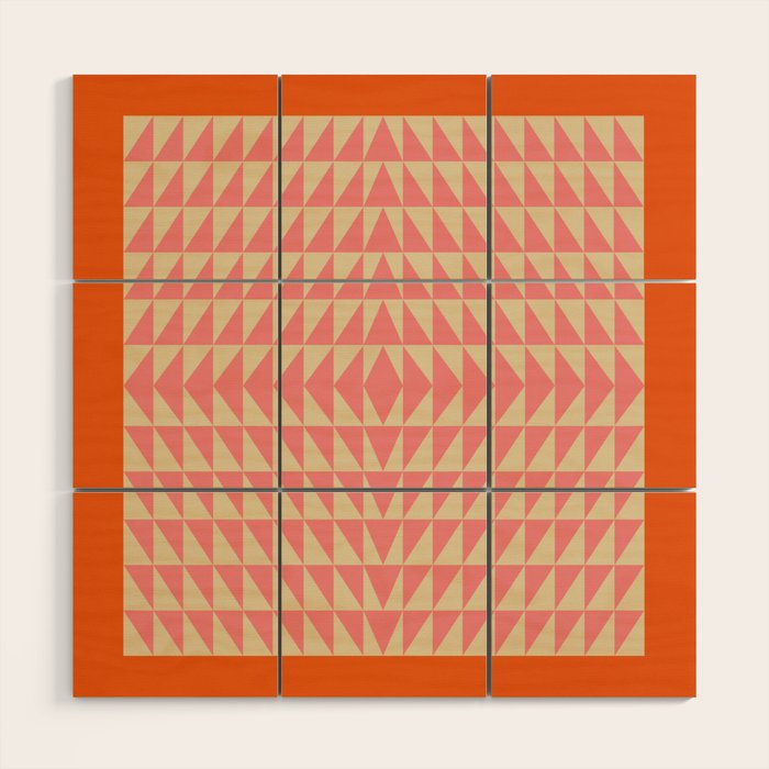 Bold Triangle Pattern in Pink and Orange Wood Wall Art Gallery Image 1