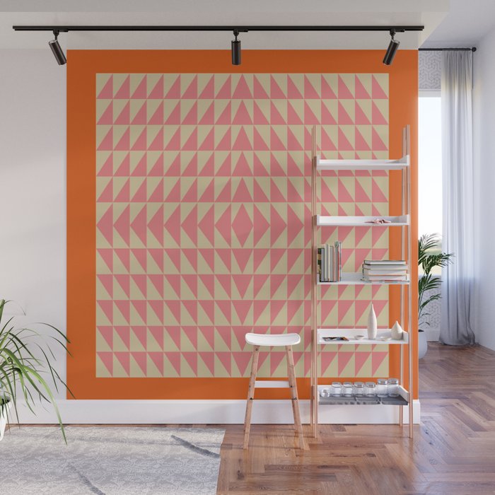 Bold Triangle Pattern in Pink and Orange Wall Mural Gallery Image 1