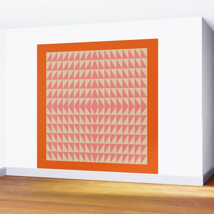 Bold Triangle Pattern in Pink and Orange Wall Mural Gallery Image 2