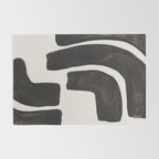 Turn Around Couple Mid Century Modern Minimalist Black Ink Painting Funky Tribal Rug Gallery Image 2