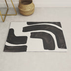 Turn Around Couple Mid Century Modern Minimalist Black Ink Painting Funky Tribal Rug Gallery Image 1
