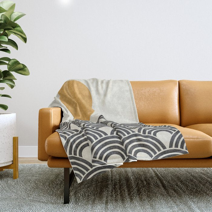 Sun and Wave - Oriental Pattern Throw Blanket Gallery Image 1