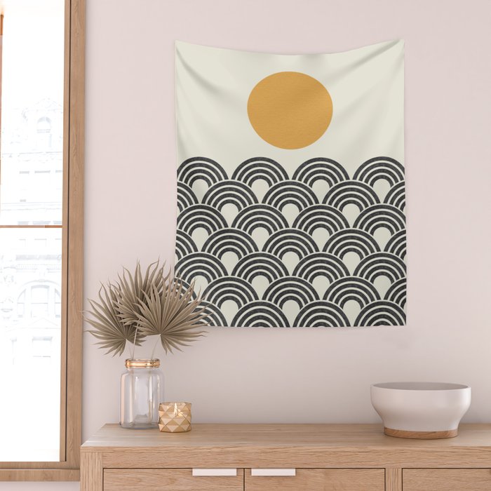 Sun and Wave - Oriental Pattern Wall Tapestry Gallery Image 2