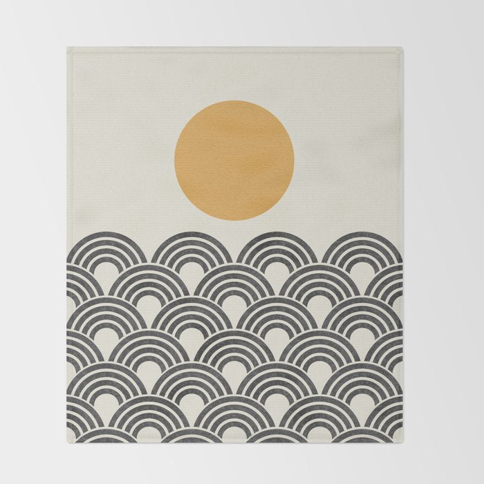 Sun and Wave - Oriental Pattern Throw Blanket Gallery Image 2