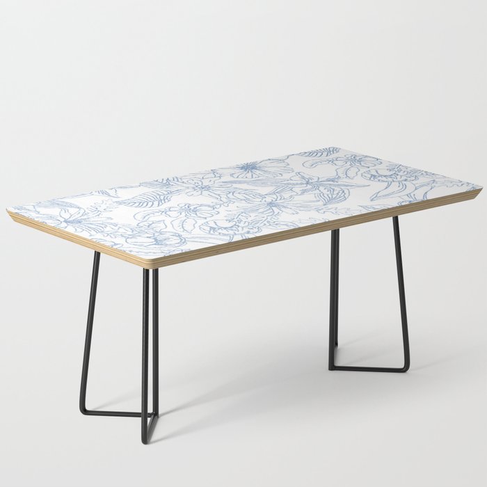 Modern hand drawn white pastel blue floral pattern Coffee Table Gallery Image 1