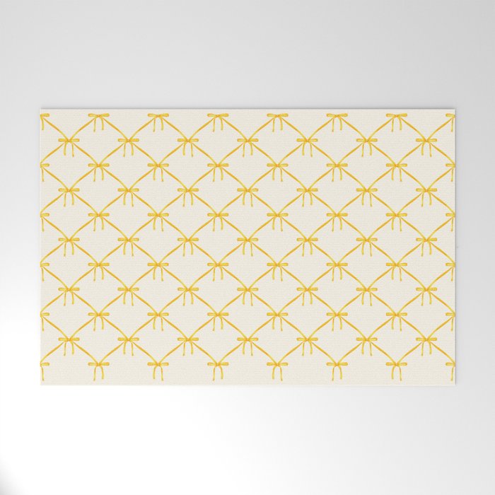 Bows & Ribbons Pattern IX Yellow Welcome Mat Gallery Image 1