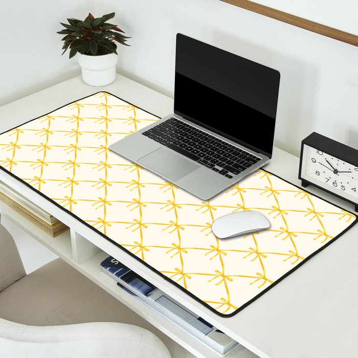 Bows & Ribbons Pattern IX Yellow Desk Mat Gallery Image 2