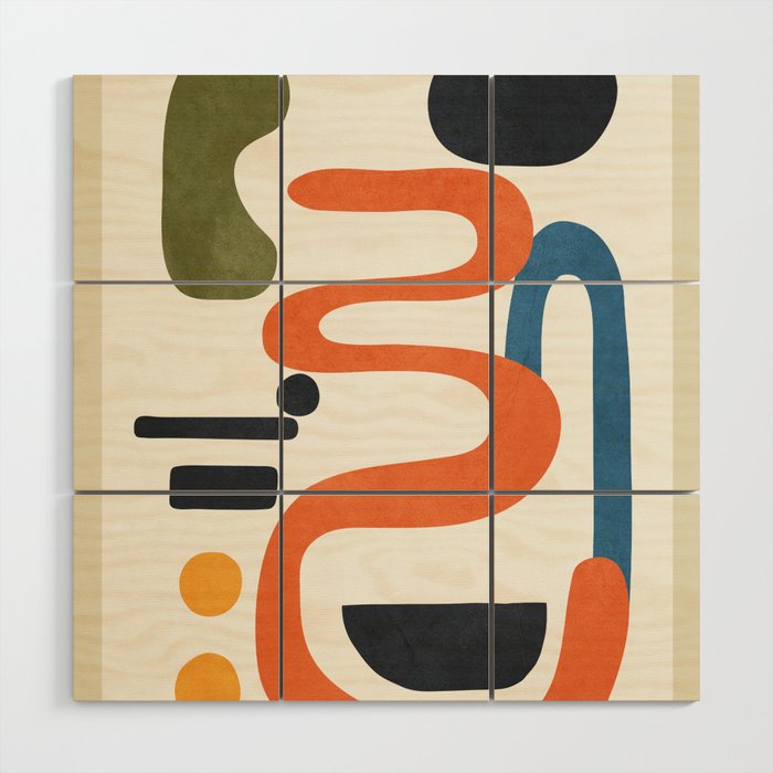 Abstract Colorful Setting 4 Wood Wall Art Gallery Image 1