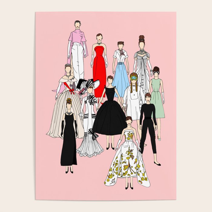 Think Pink Outfits Fashion Audrey Poster