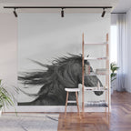 Wild Horse, Black and White Photography Wall Mural Gallery Image 1