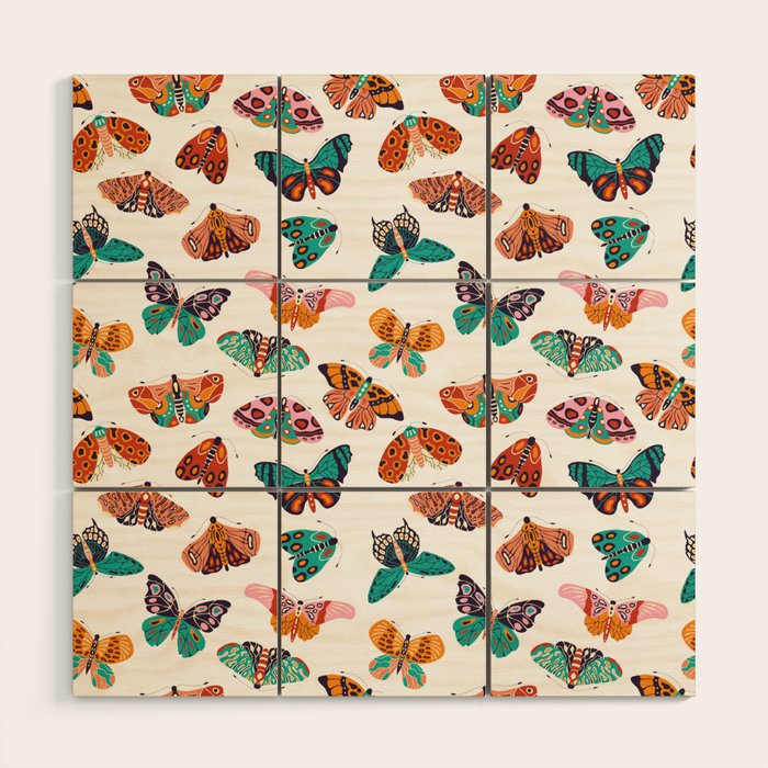 Spring Butterflies Pattern 003 Wood Wall Art Gallery Image 1