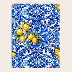 Blue Italian majolica baroque lemon art Poster Gallery Image 4