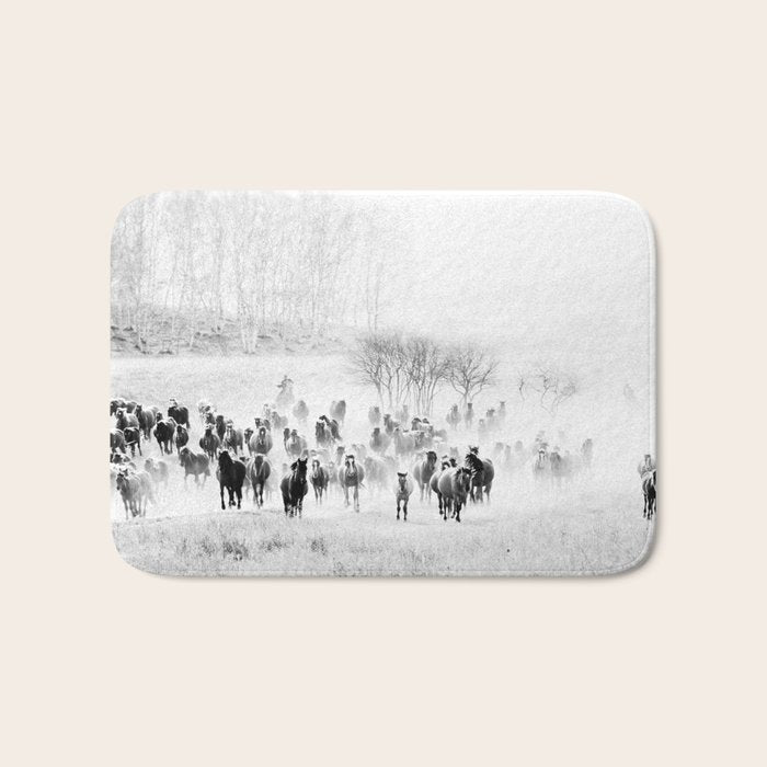 southwest cowboy horse decor print Bath Mat Gallery Image 1