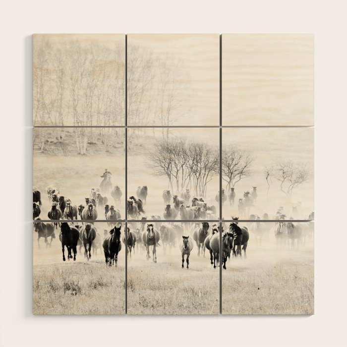 southwest cowboy horse decor print Wood Wall Art Gallery Image 1