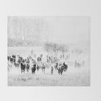 southwest cowboy horse decor print Throw Blanket Gallery Image 2
