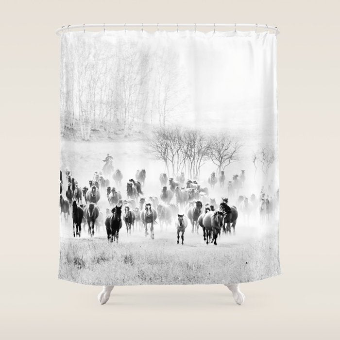 southwest cowboy horse decor print Shower Curtain Gallery Image 1