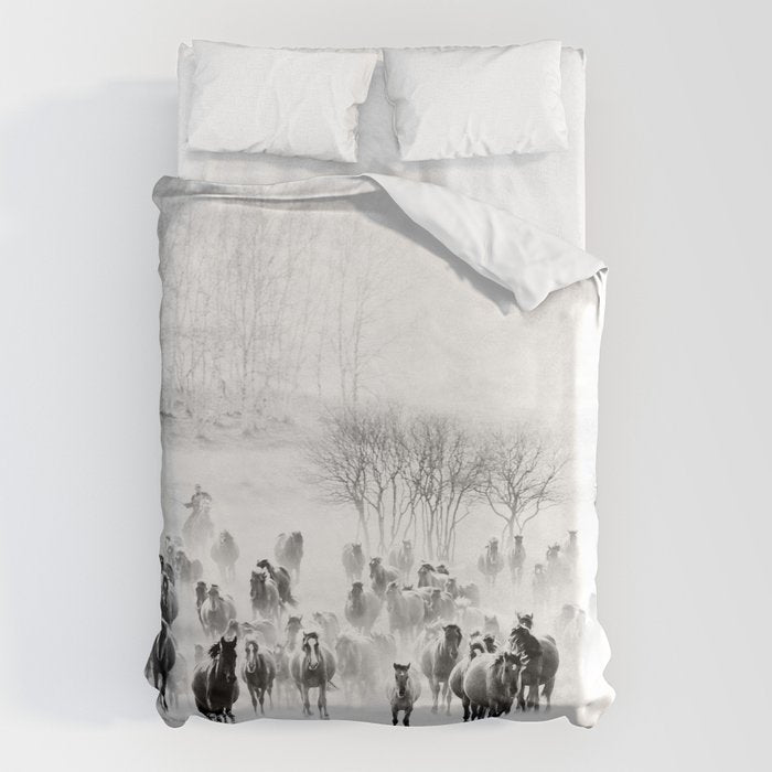 southwest cowboy horse decor print Duvet Cover Gallery Image 1