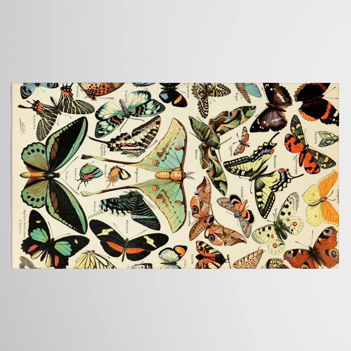 French Vintage Butterflies Chart Adolphe Millot Papillons Larousse Pour Tous Cozy Boho Maximalist Tablecloth Gallery Image 2