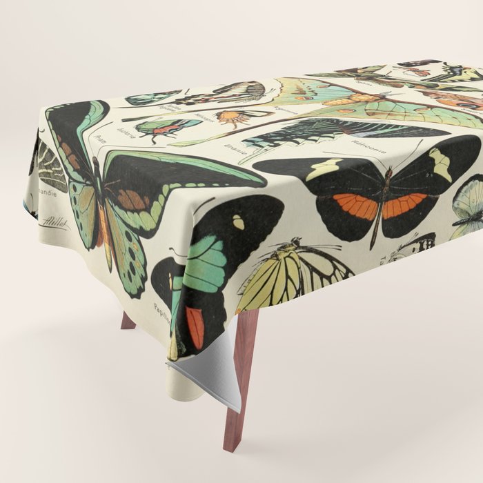 French Vintage Butterflies Chart Adolphe Millot Papillons Larousse Pour Tous Cozy Boho Maximalist Tablecloth Gallery Image 1