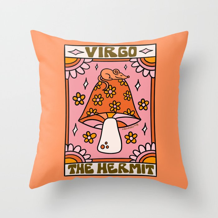 Virgo Tarot Card Throw Pillow Gallery Image 6
