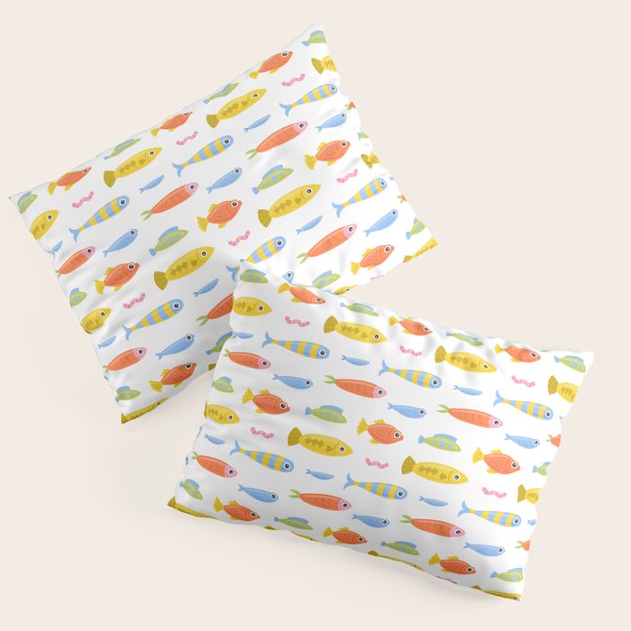 Funny colorful fish cartoon art pattern Pillow Sham Gallery Image 3