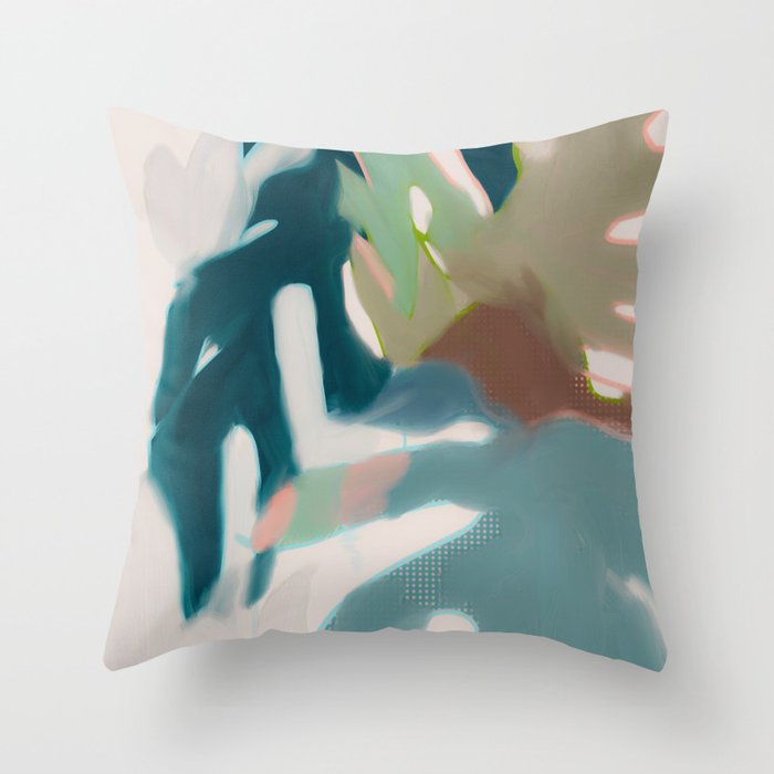 abstract pastel leaves 2 Throw Pillow Gallery Image 1