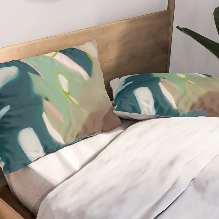 abstract pastel leaves 2 Pillow Sham Gallery Image 2