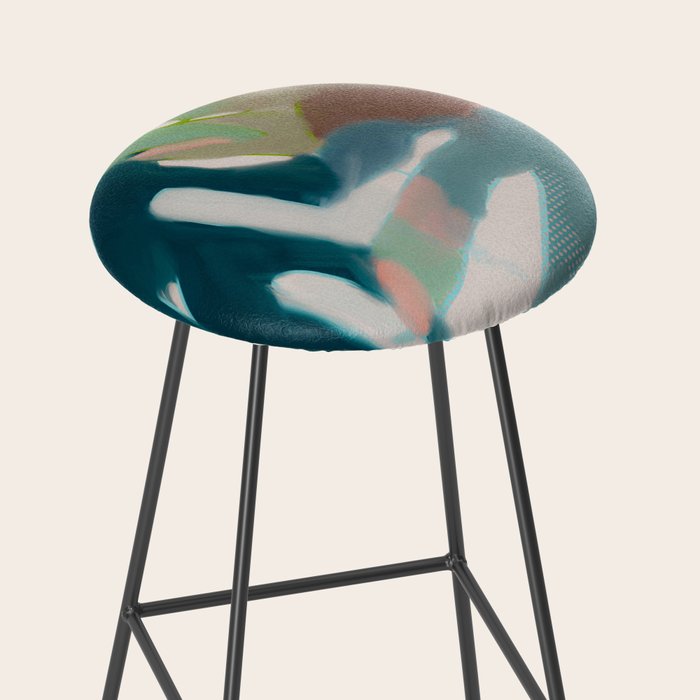 abstract pastel leaves 2 Stool Gallery Image 2
